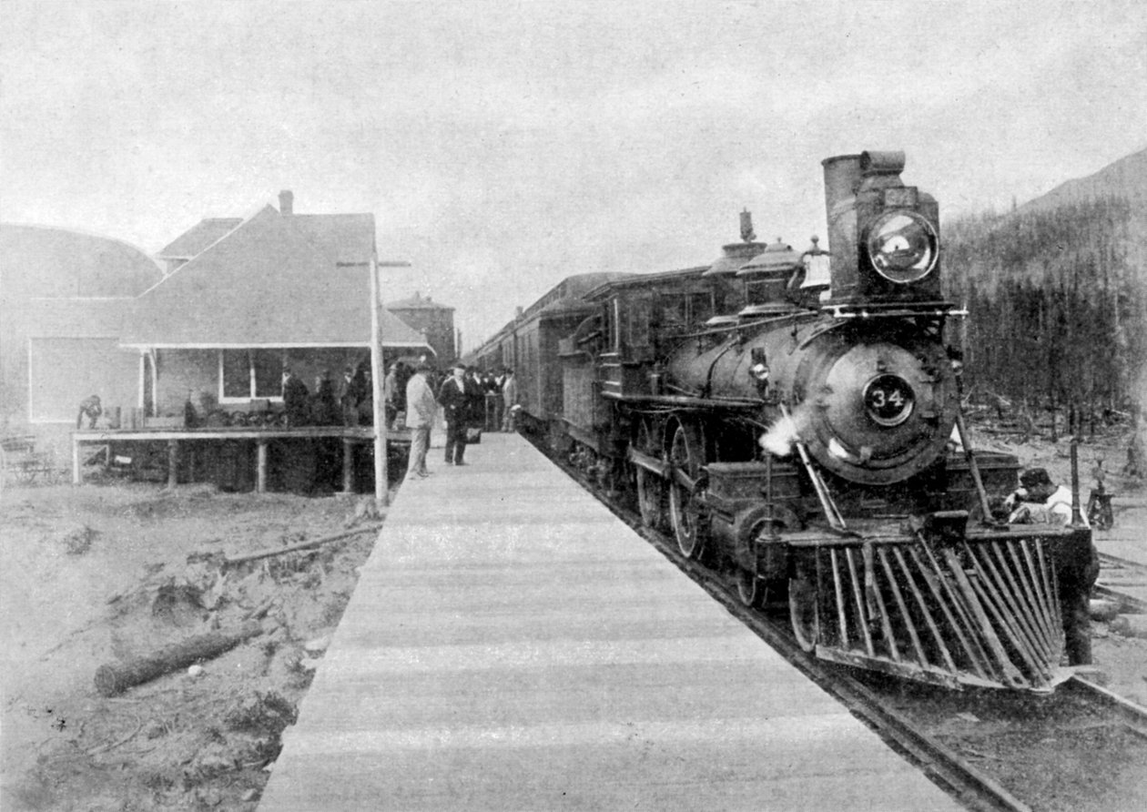 O primeiro trem transcontinental regular em Fernie, Colúmbia Britânica, Canadá, 1886 1951 de Unbekannt