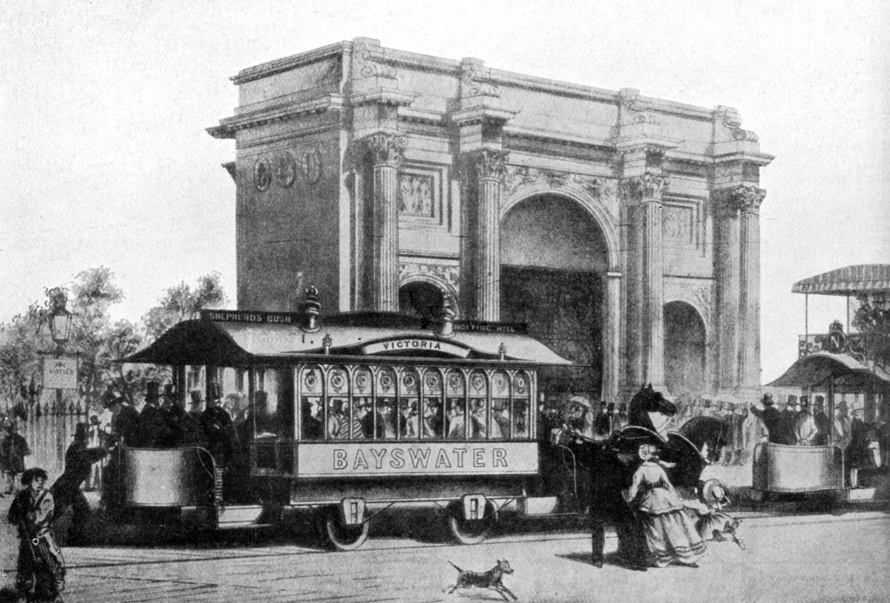 Os primeiros bondes em Londres, 1861, c1920 de Unbekannt