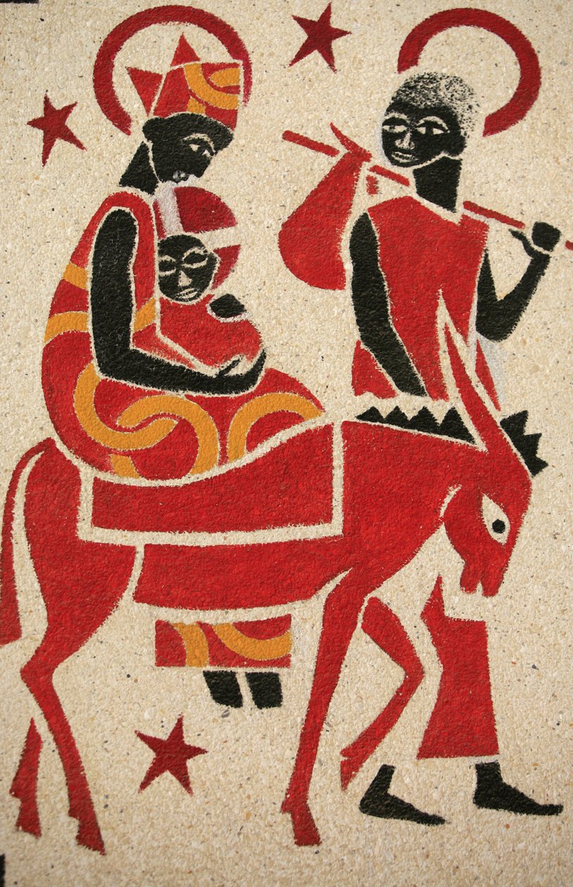 O voo para o Egipto O fresco da abadia de Keur Moussa foi desenhado e pintado em 1963 por Dom Georges Saget Keur Moussa Senegal de Unbekannt