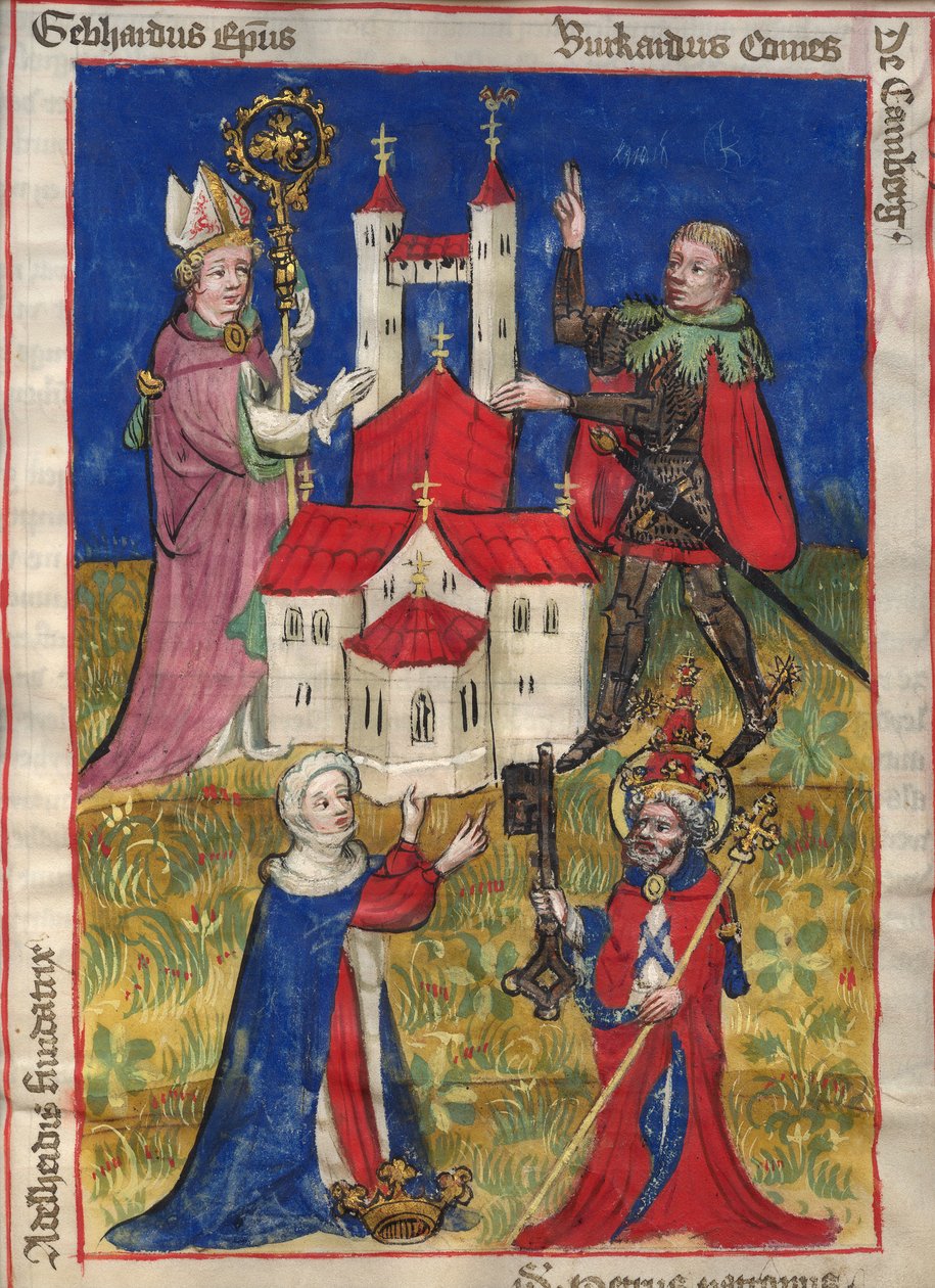 A fundação do convento dos cânones de Oehringen em 1037 Desde o Oblibú de Oehringen de Unbekannt