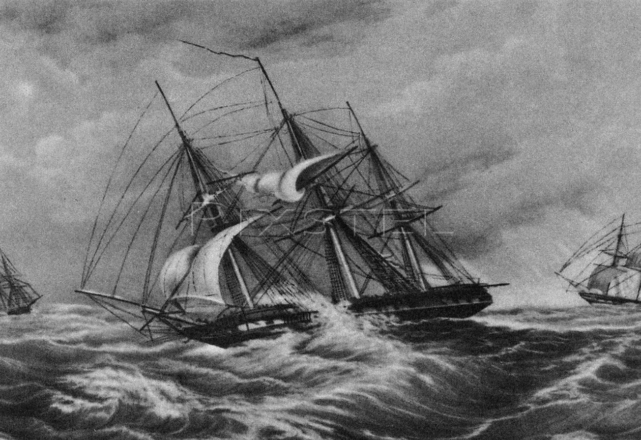 A fragata Kreiser e a chalupa Ladoga na costa da América, entre 1900 e 1910 de Unbekannt
