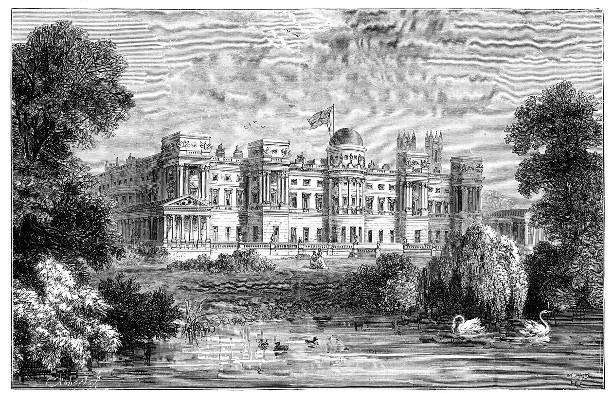 O jardim da frente do Palácio de Buckingham, Londres, 1900 de Unbekannt
