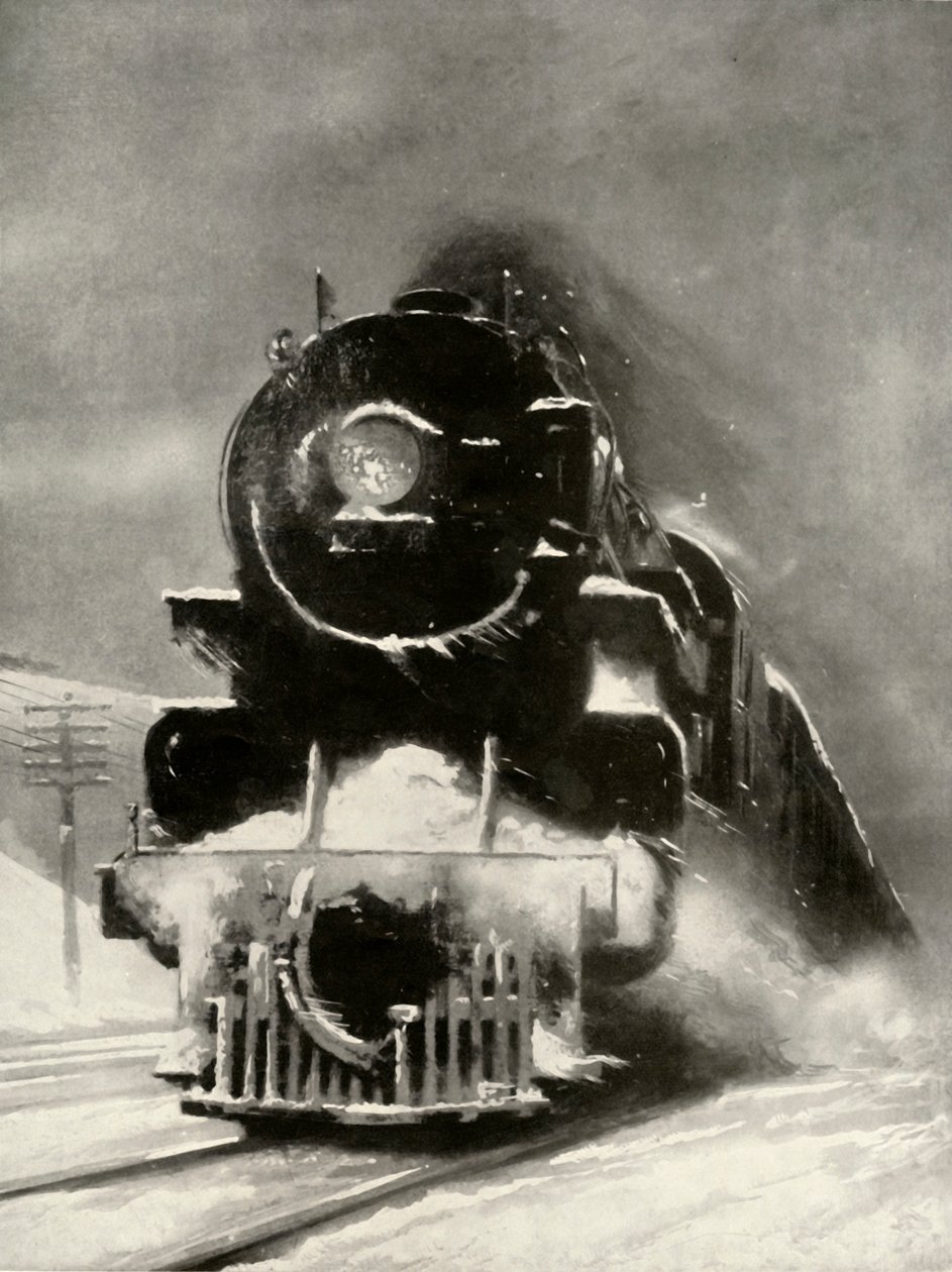 A fúria da nevasca não impressiona nesta locomotiva gigantesca, 1935. de Unbekannt