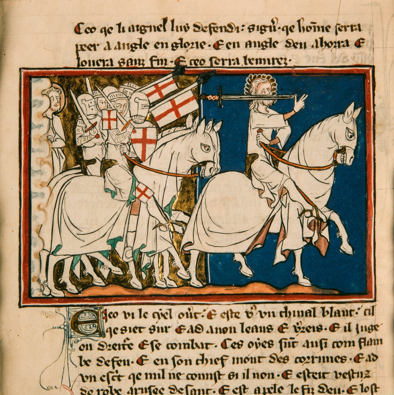 O grande rei em um cavalo branco. Miniatura de: Apocalipse de Saint Jean, ca 1320. de Unbekannt