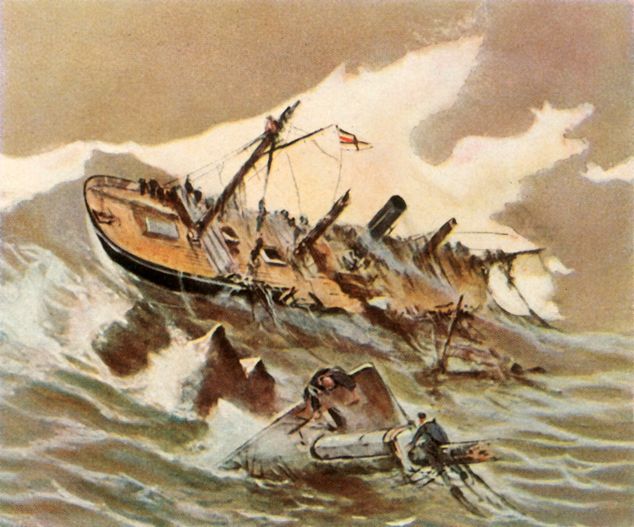 O navio de guerra Iltis é destruído, 1896, 1936. de Unbekannt