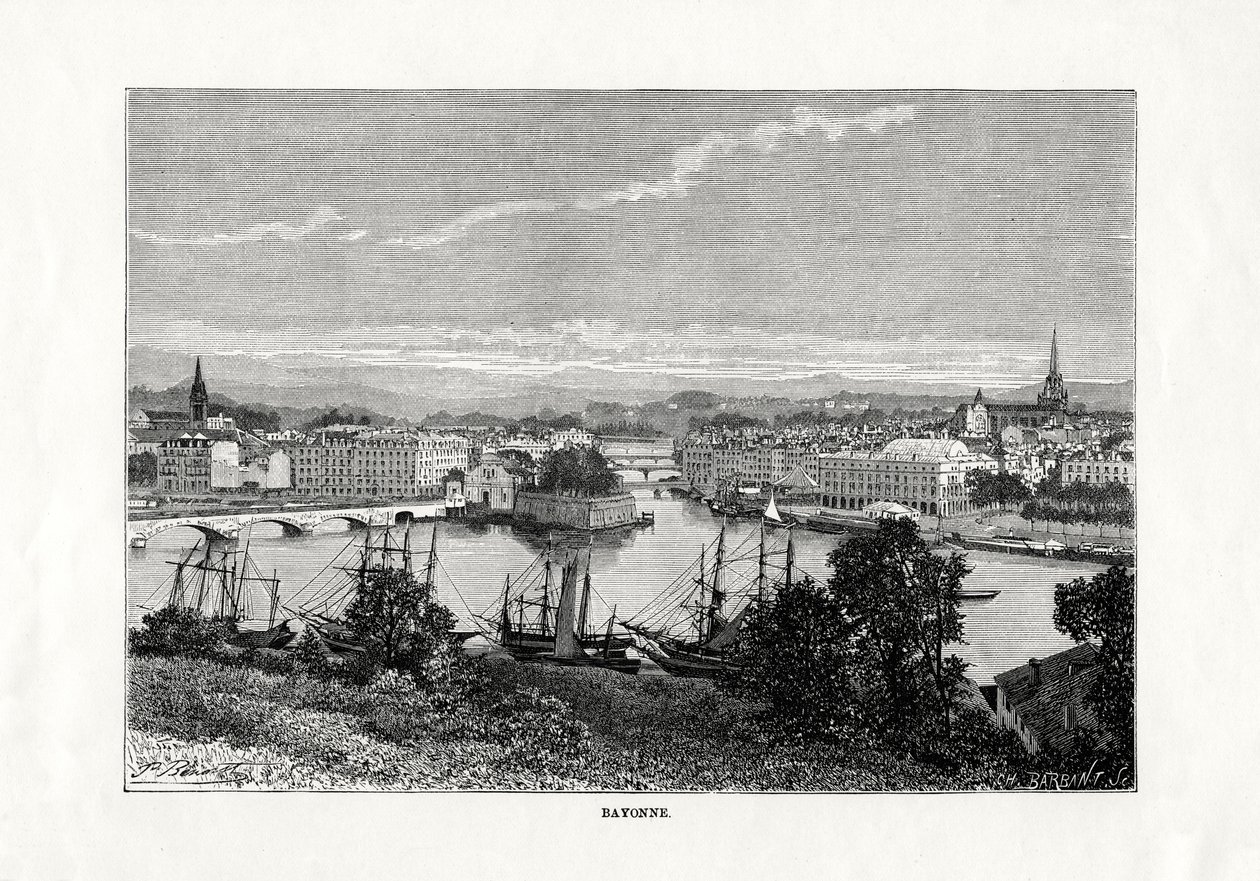 O porto de Bayonne, França, 1879 de Unbekannt