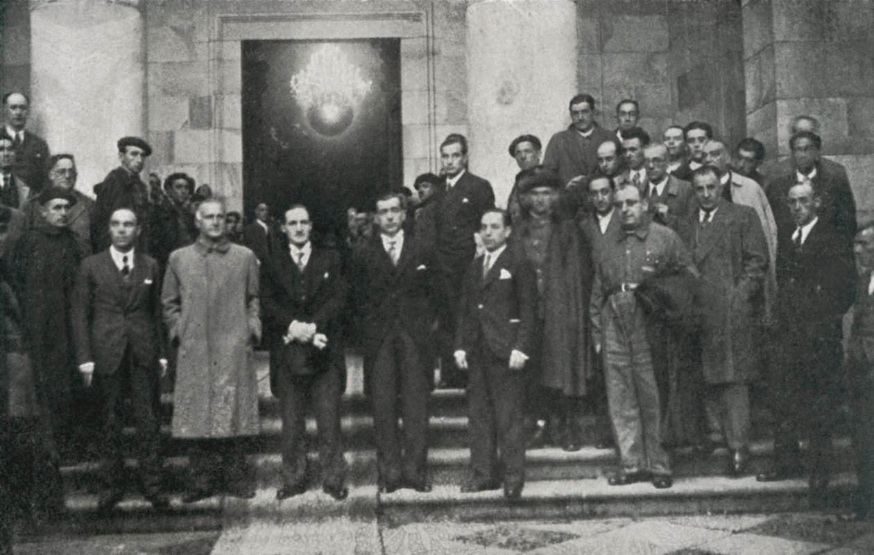 O chefe do governo basco (ou lehendakari) José Antonio Aguirre e membros do governo de Barcelona. Fundação Privada Jubert Figueras. de Unbekannt