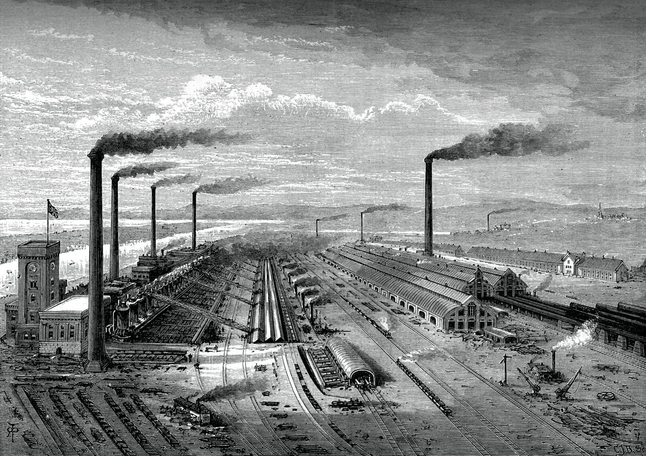 As obras de ferro e aço em Barrow, c1880 de Unbekannt