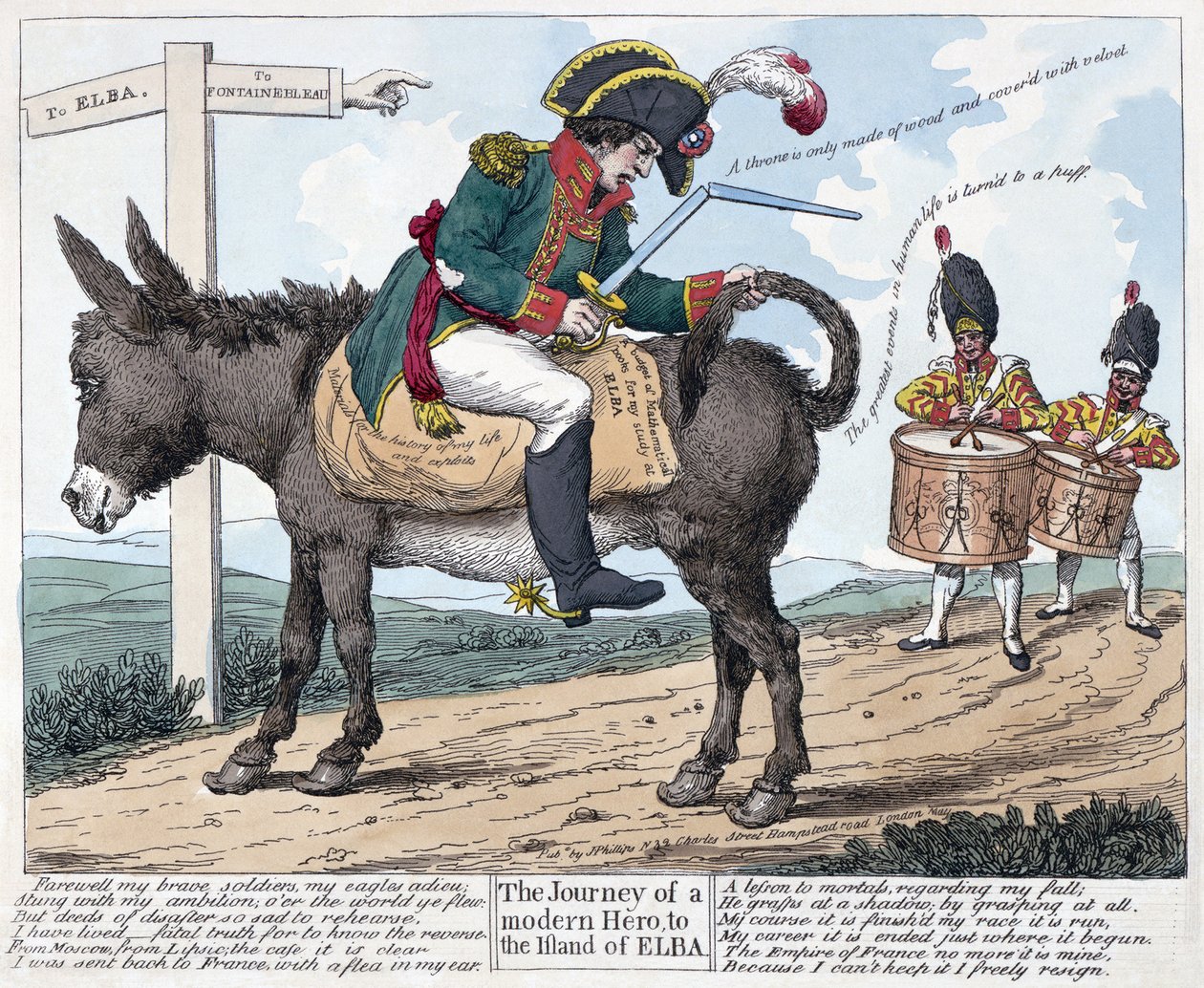 A jornada de um herói moderno, para a ilha de Elba, 1814 de Unbekannt