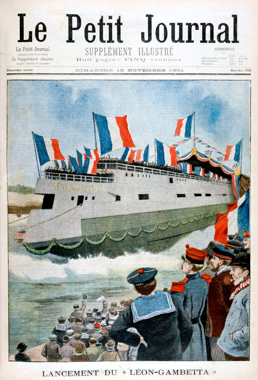 O lançamento do cruzador blindado Leon Gambetta, França, 1901 de Unbekannt