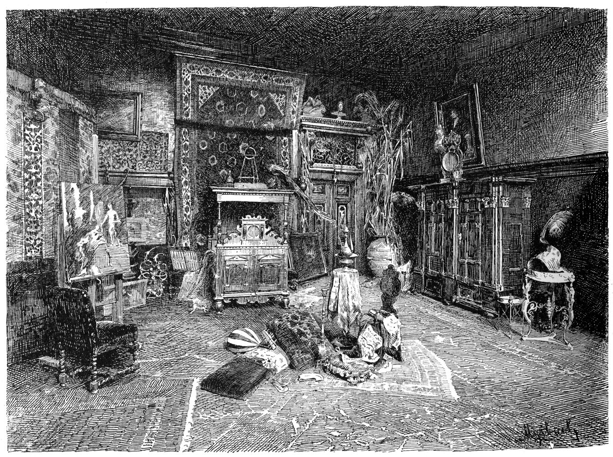O pequeno estúdio de Hans Makart, Viena, Áustria, c1880-1882 de Unbekannt