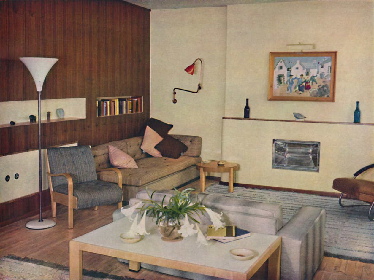 A sala de estar em um apartamento em Londres, redesenhada por Serge Chermayeff, FRIBA, 1936 de Unbekannt