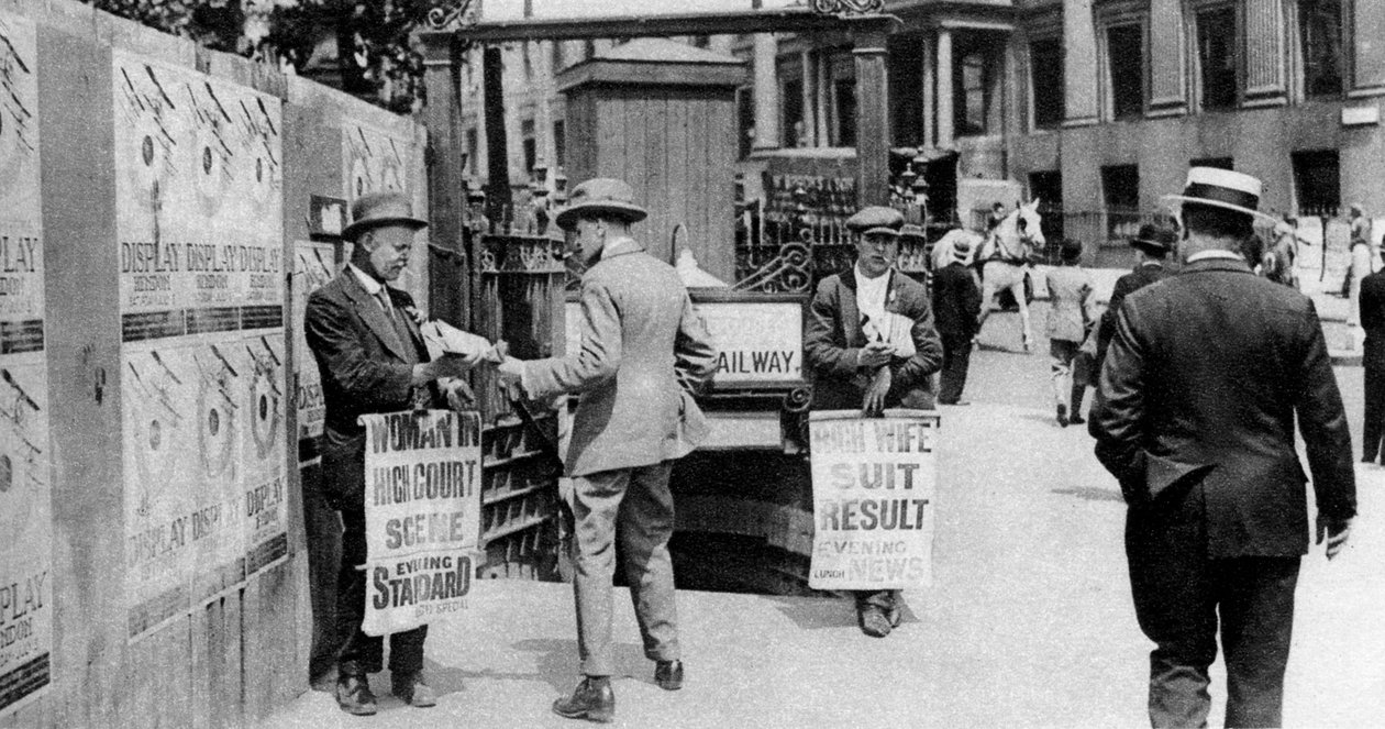 As manchetes dos jornais na hora do almoço, Trafalgar Square, Londres, 1926-1927 de Unbekannt
