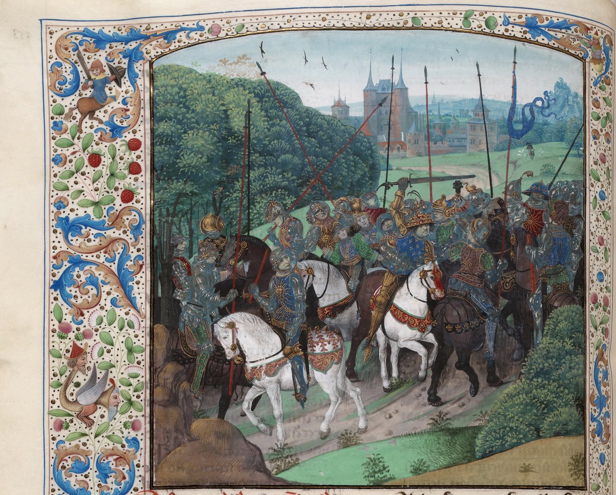 A loucura de Carlos VI na floresta perto de Le Mans, ca 1470-1475. de Unbekannt