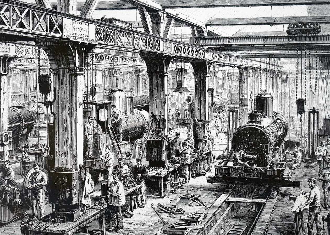O chão de fábrica da Societe Alsacienne de Constructions Mecaniques. de Unbekannt