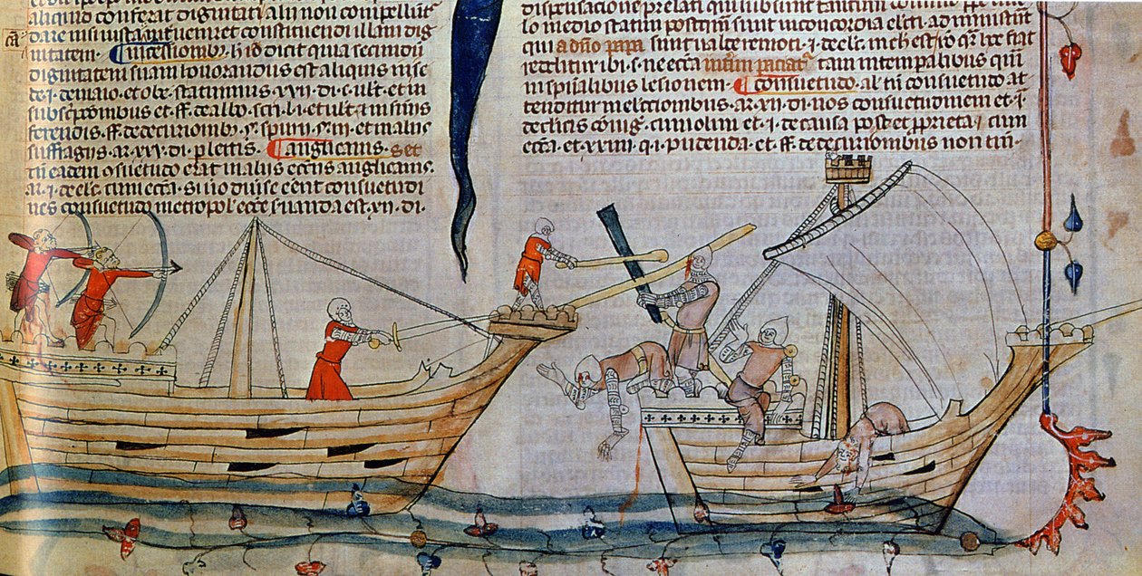 A batalha naval, ca 1340 de Unbekannt
