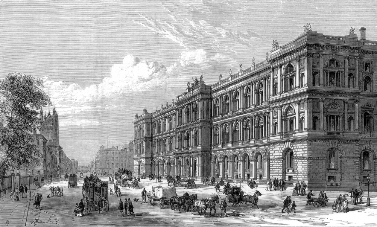 Os novos escritórios domésticos e coloniais, Parliament Street, Westminster, Londres, 1875 de Unbekannt