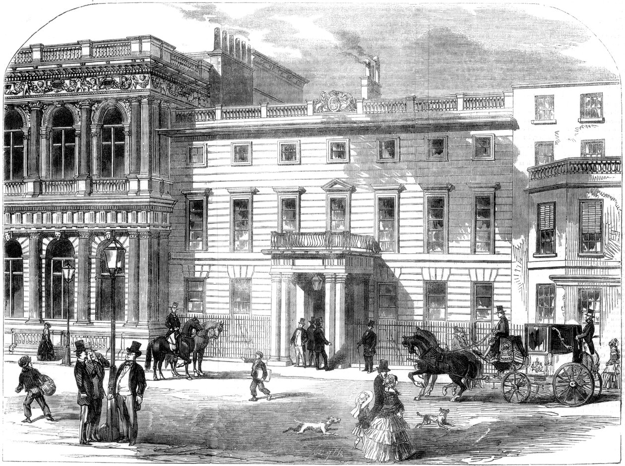 O novo escritório do departamento de guerra, Buckingham House, Pall Mall, Londres, 1855 de Unbekannt