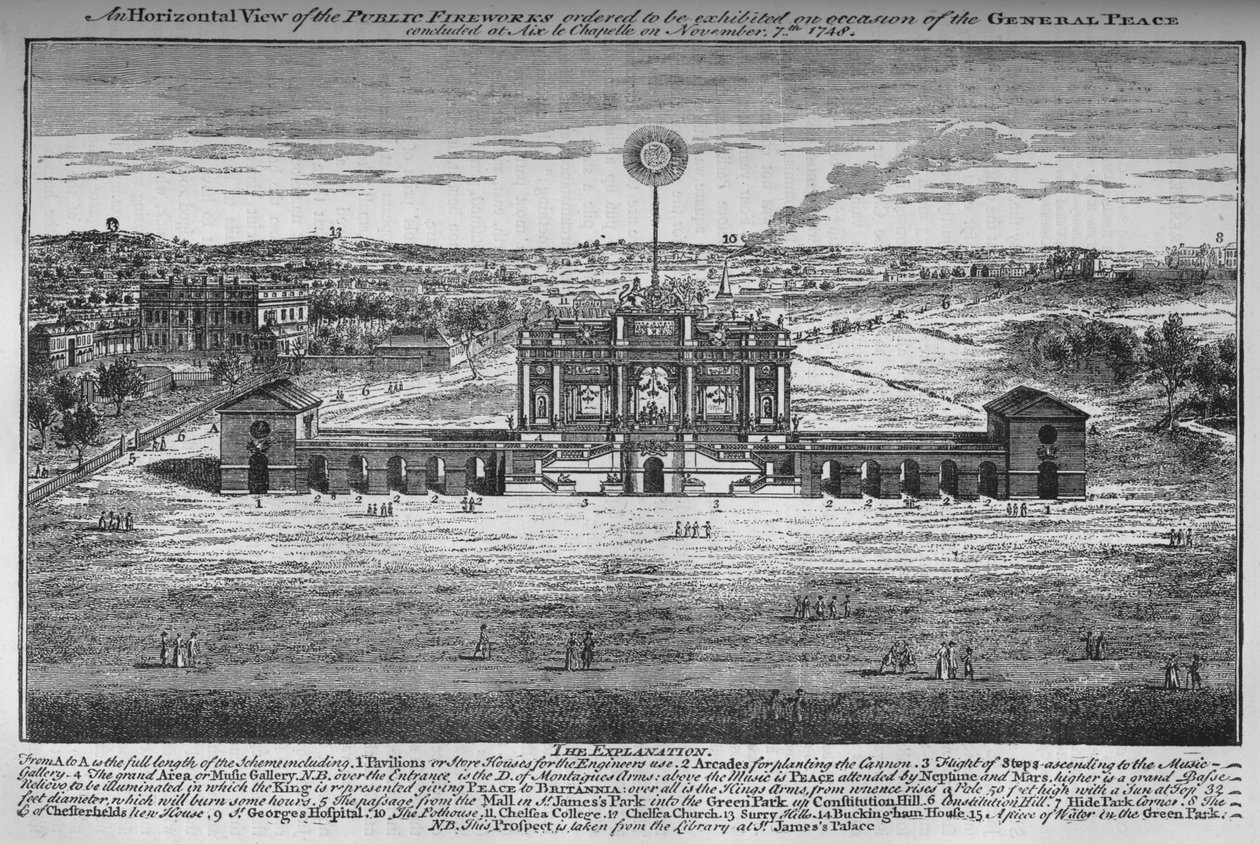 As alegrias da paz no Green Park, Westminster, Londres, 1748 1878 de Unbekannt