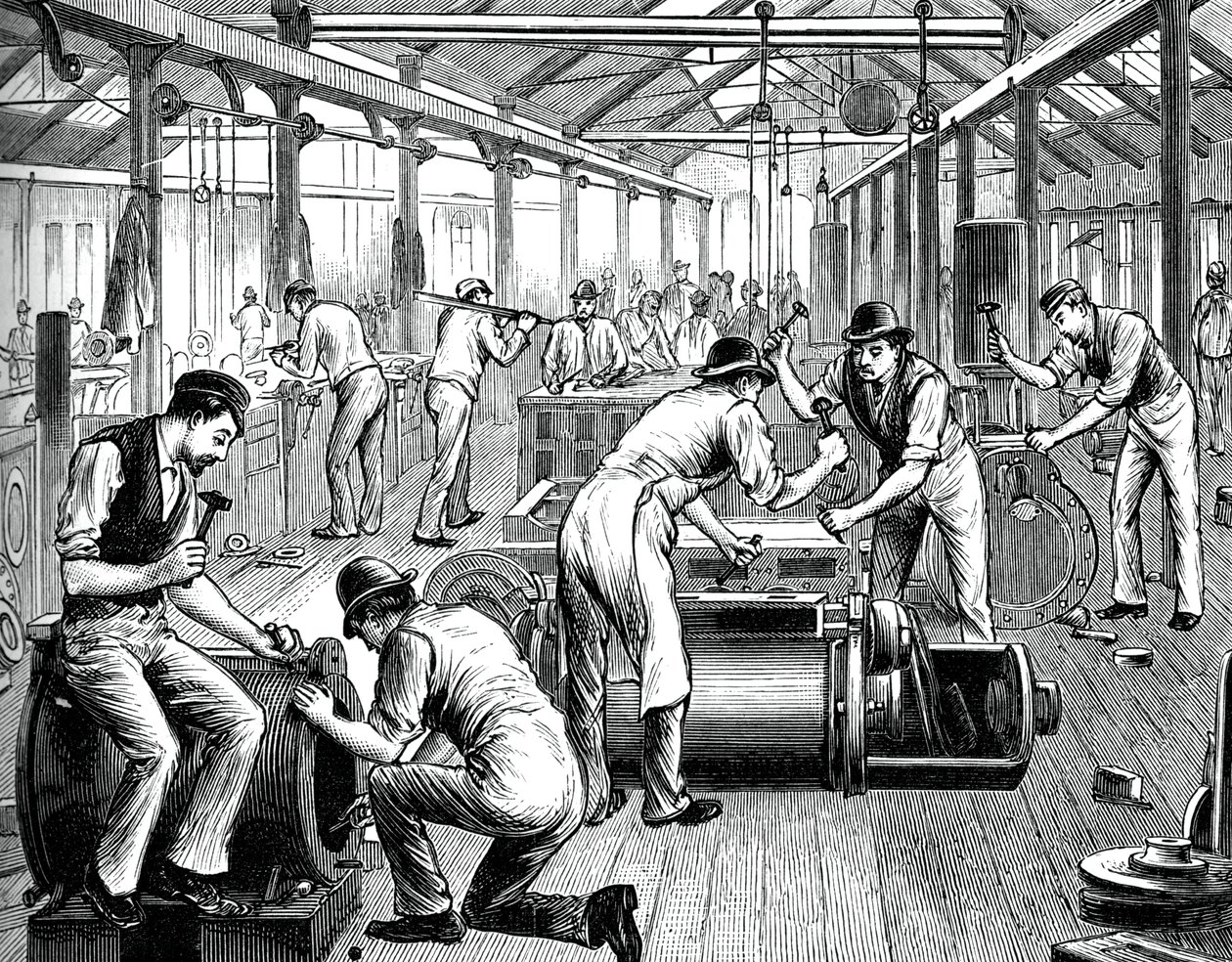 A loja de bombas em uma fábrica da Cornualha, c1880 de Unbekannt