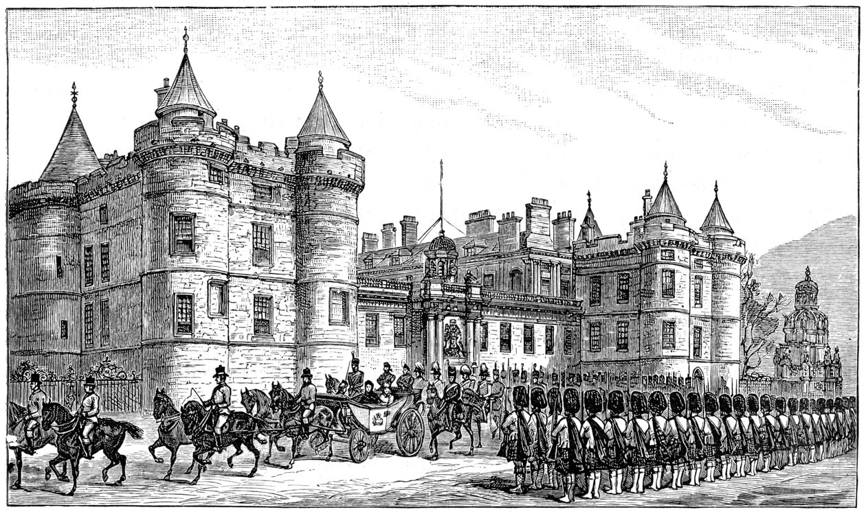 A rainha saindo do Palácio de Holyrood, Edimburgo, 1886, 1900 de Unbekannt