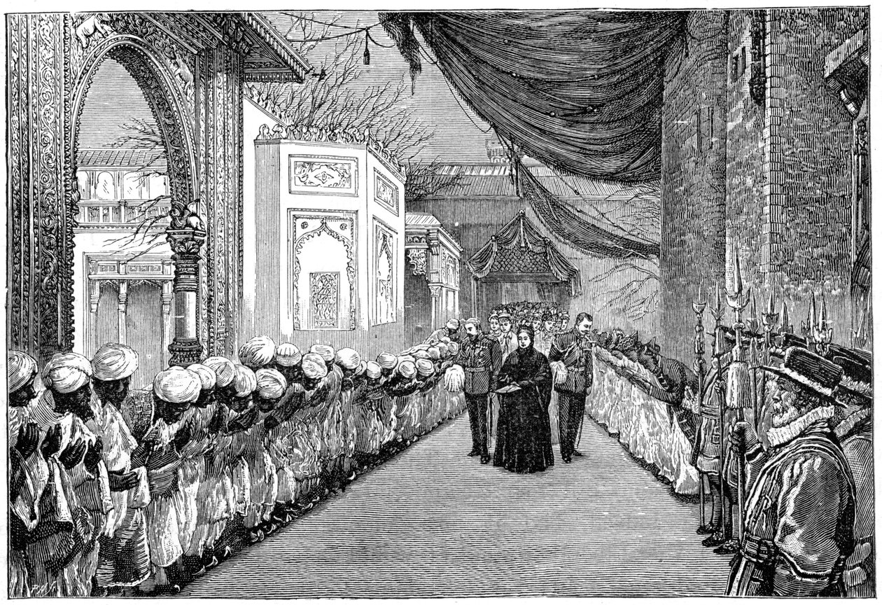 As rainhas visitam a abertura da Exposição Indiana e Colonial, Londres, 1886, 1900 de Unbekannt