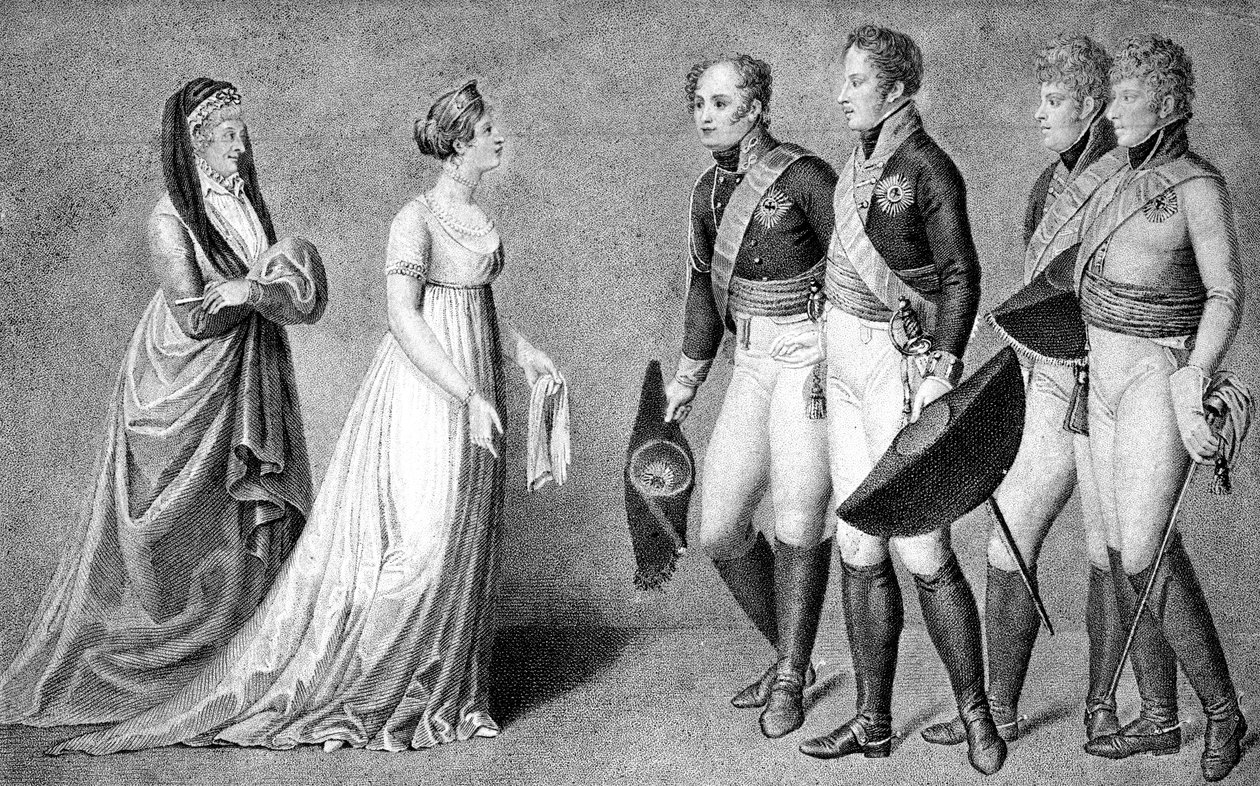 A recepção de Alexandre I 1777-1825, o Imperador da Rússia, em Memel, 1802 de Unbekannt