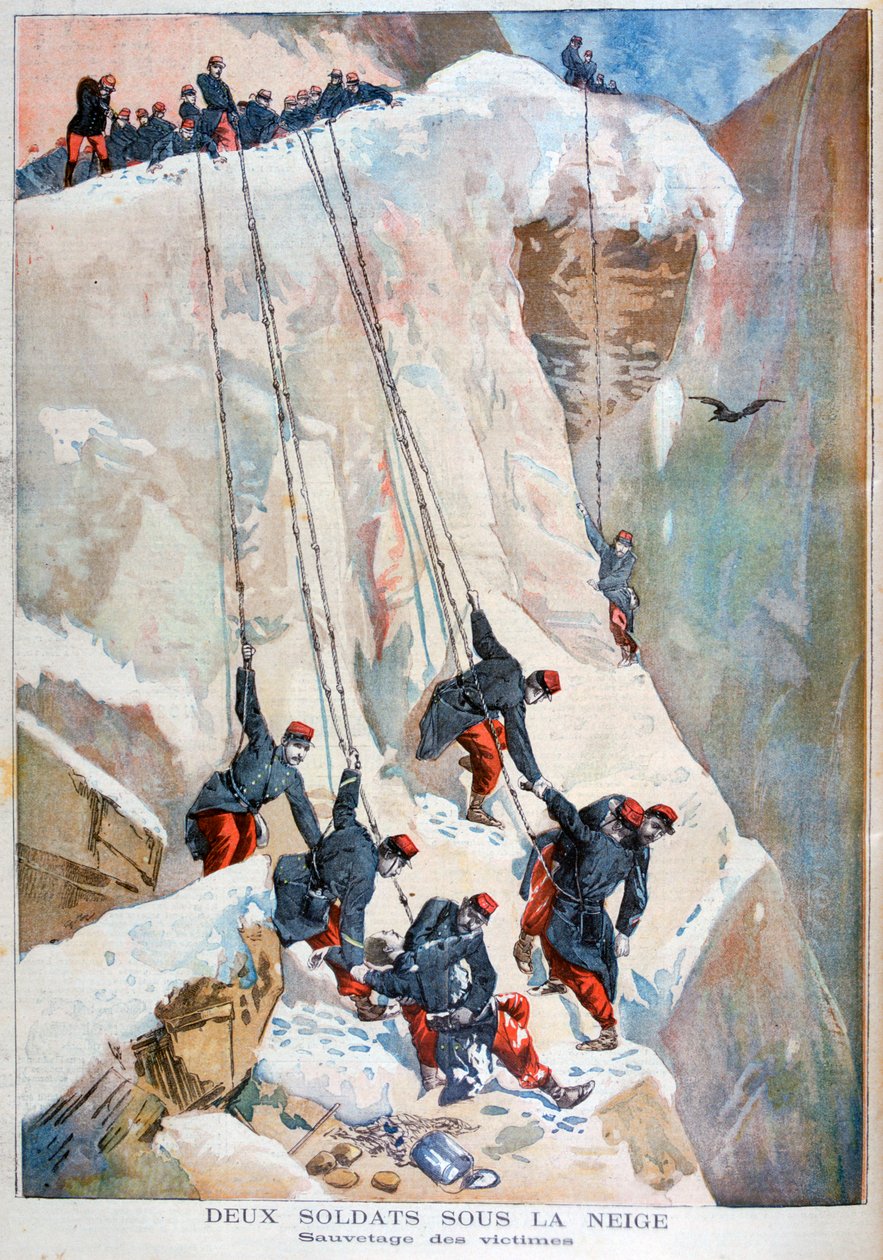 O resgate de dois soldados franceses após uma avalanche de 1894 de Unbekannt