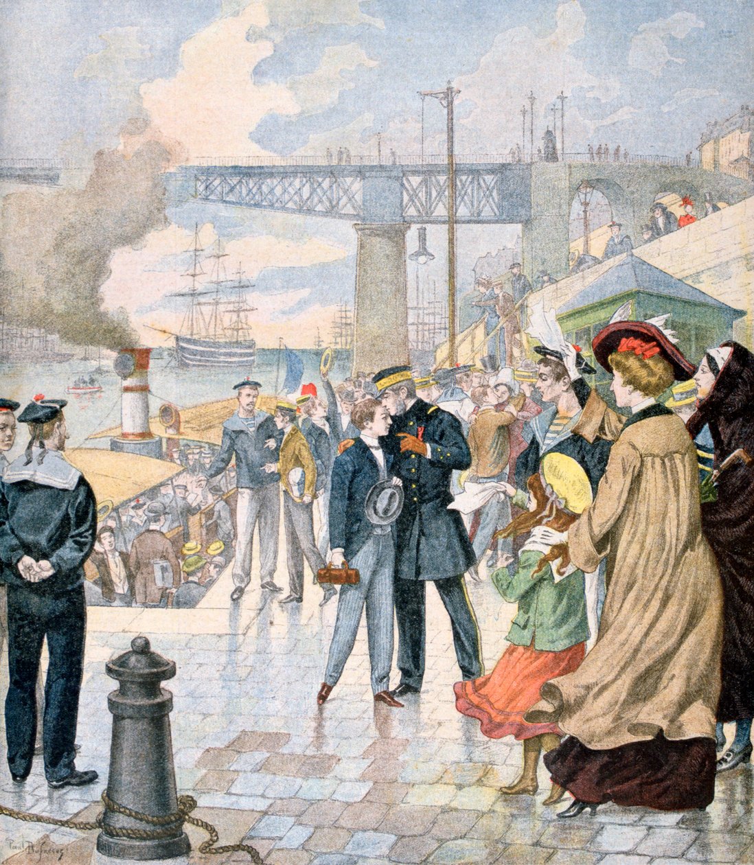 O retorno do navio Borda e o embarque do navio Fistots, Brest, França, 1902 de Unbekannt