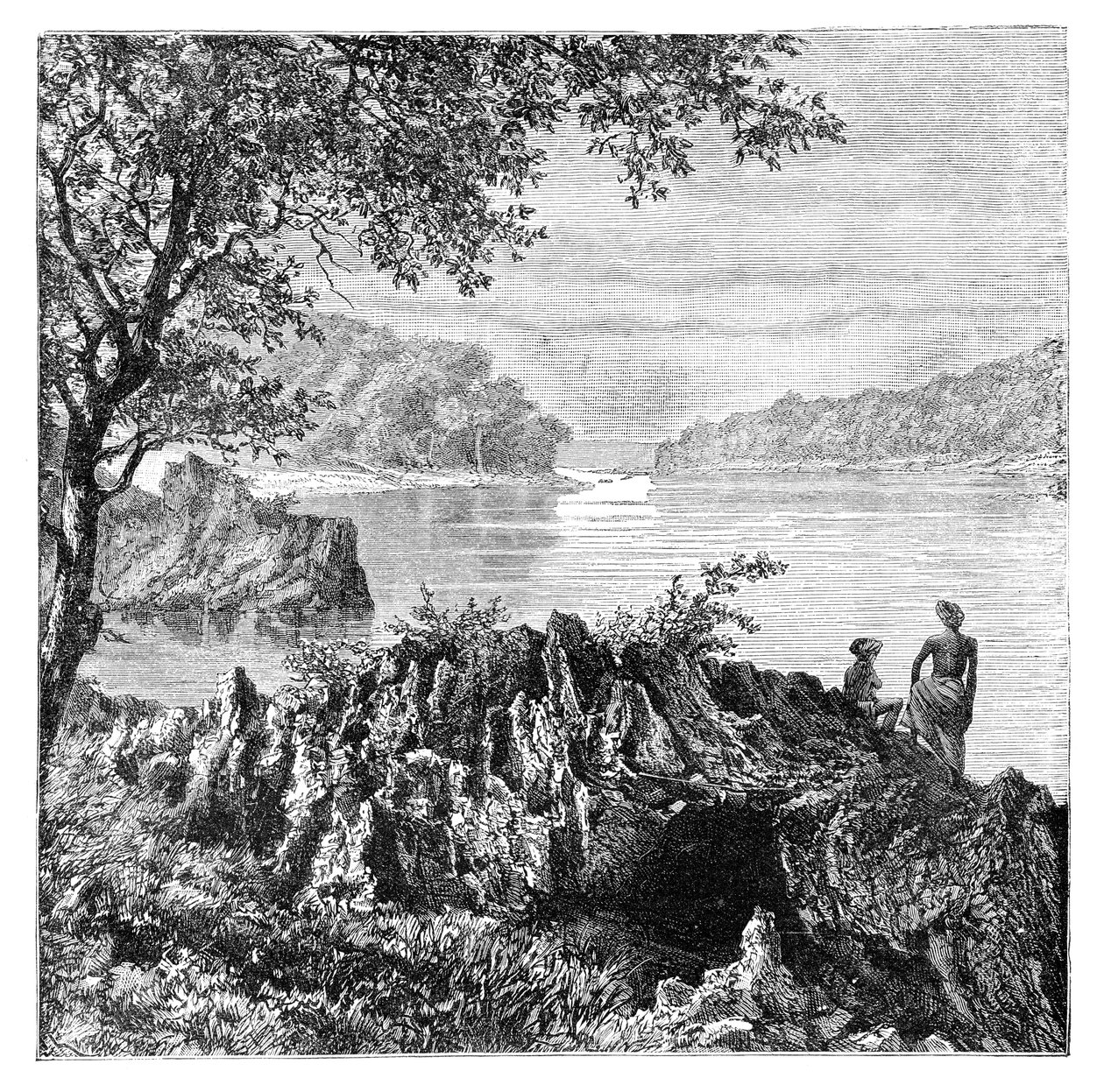 O rio Salwen, acima de Moulmein, Mianmar, 1895 de Unbekannt