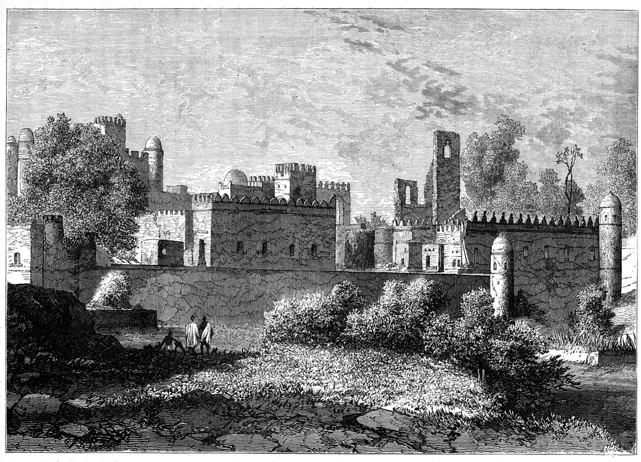 O palácio real em Gondar, a antiga capital da Abissínia, c1890 de Unbekannt