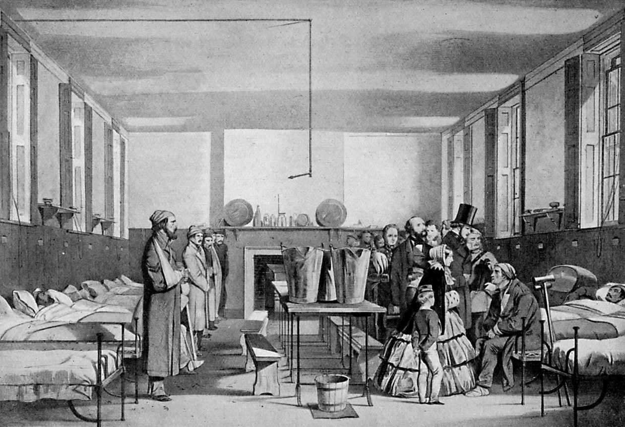 A visita real ao Hospital Brompton, década de 1850, c1920 de Unbekannt