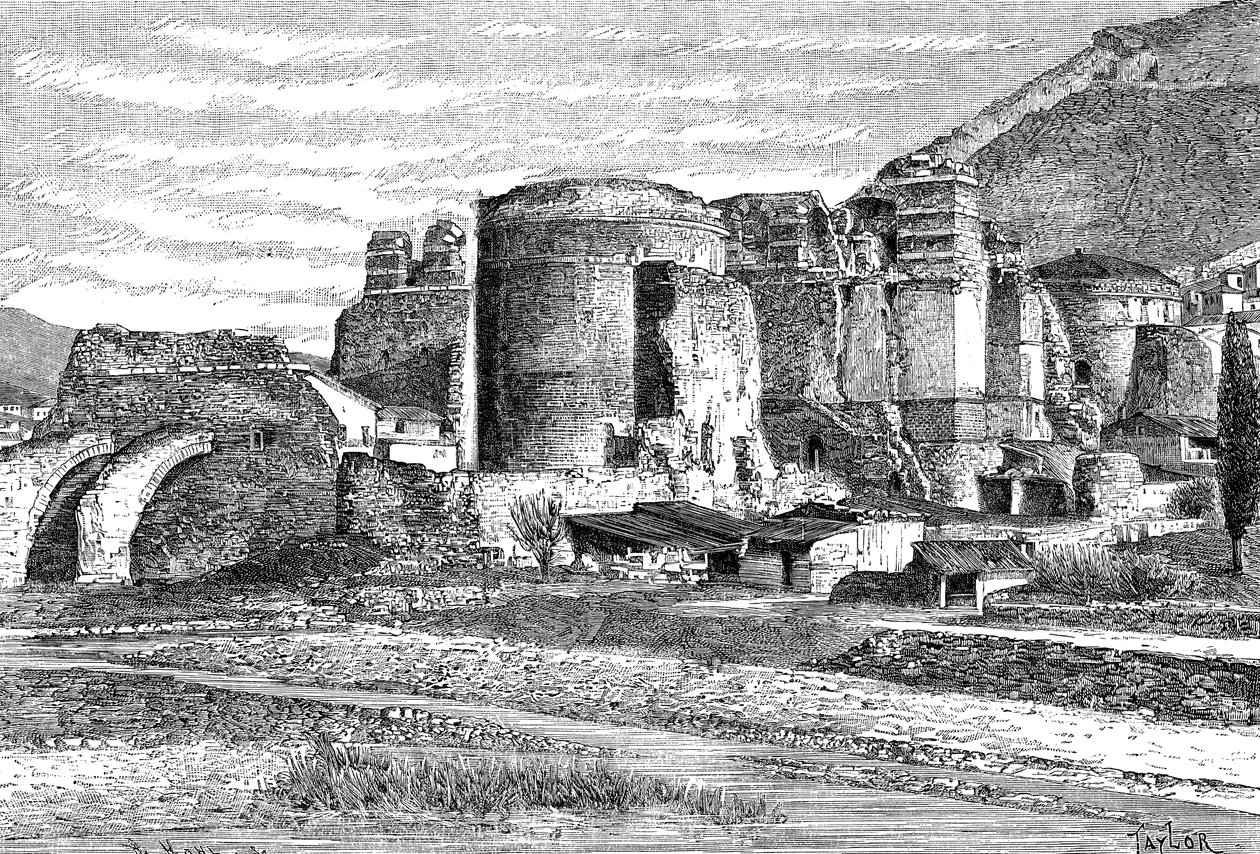 As ruínas da basílica em Pergamon, Turquia, 1895 de Unbekannt