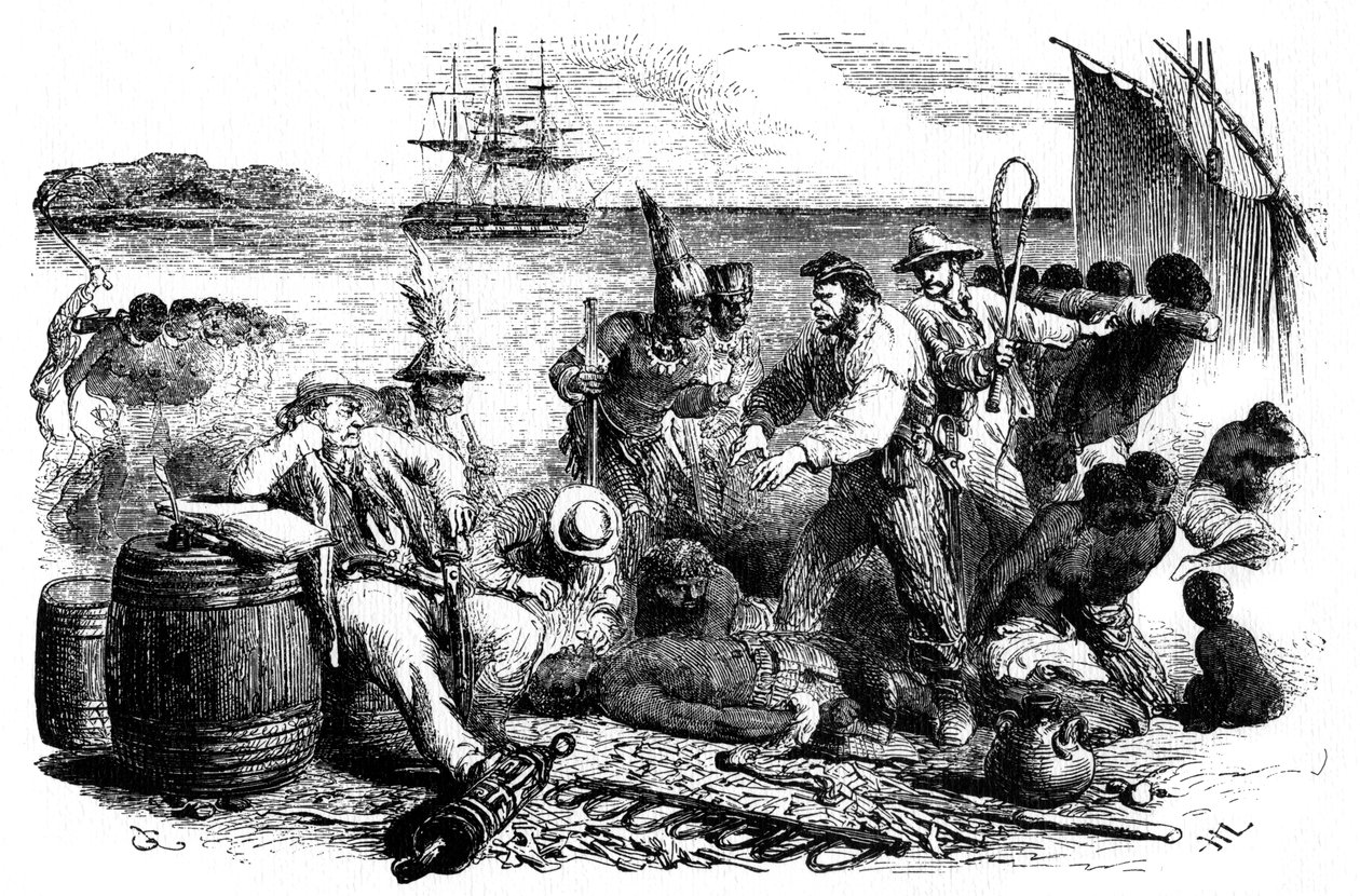 A venda e a marca de escravos antes de serem embarcados em um navio, 1965 de Unbekannt