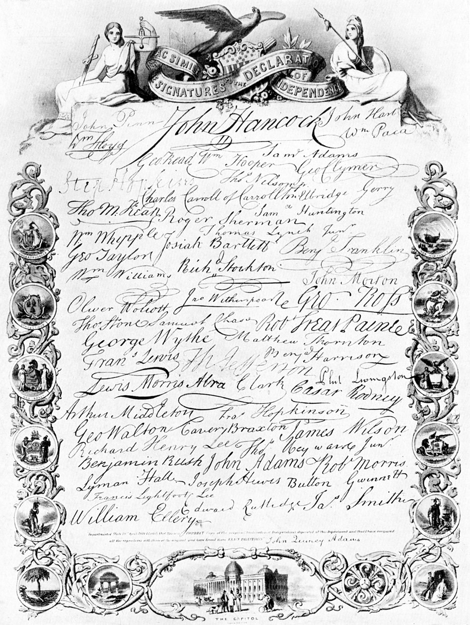As assinaturas da Declaração Americana da Independência, c1776, c1920 de Unbekannt