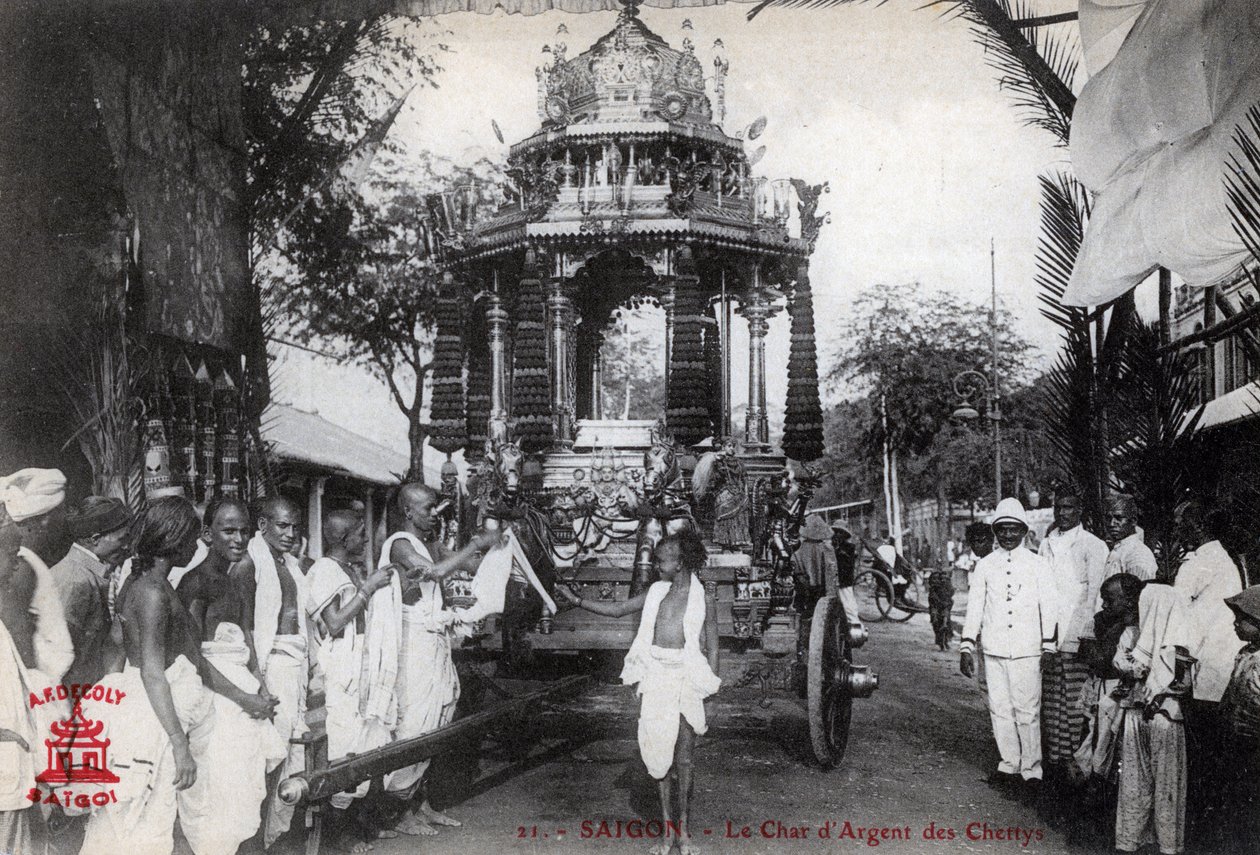 A carruagem de prata dos Chettiars, Saigon, Vietnã, 1912 de Unbekannt