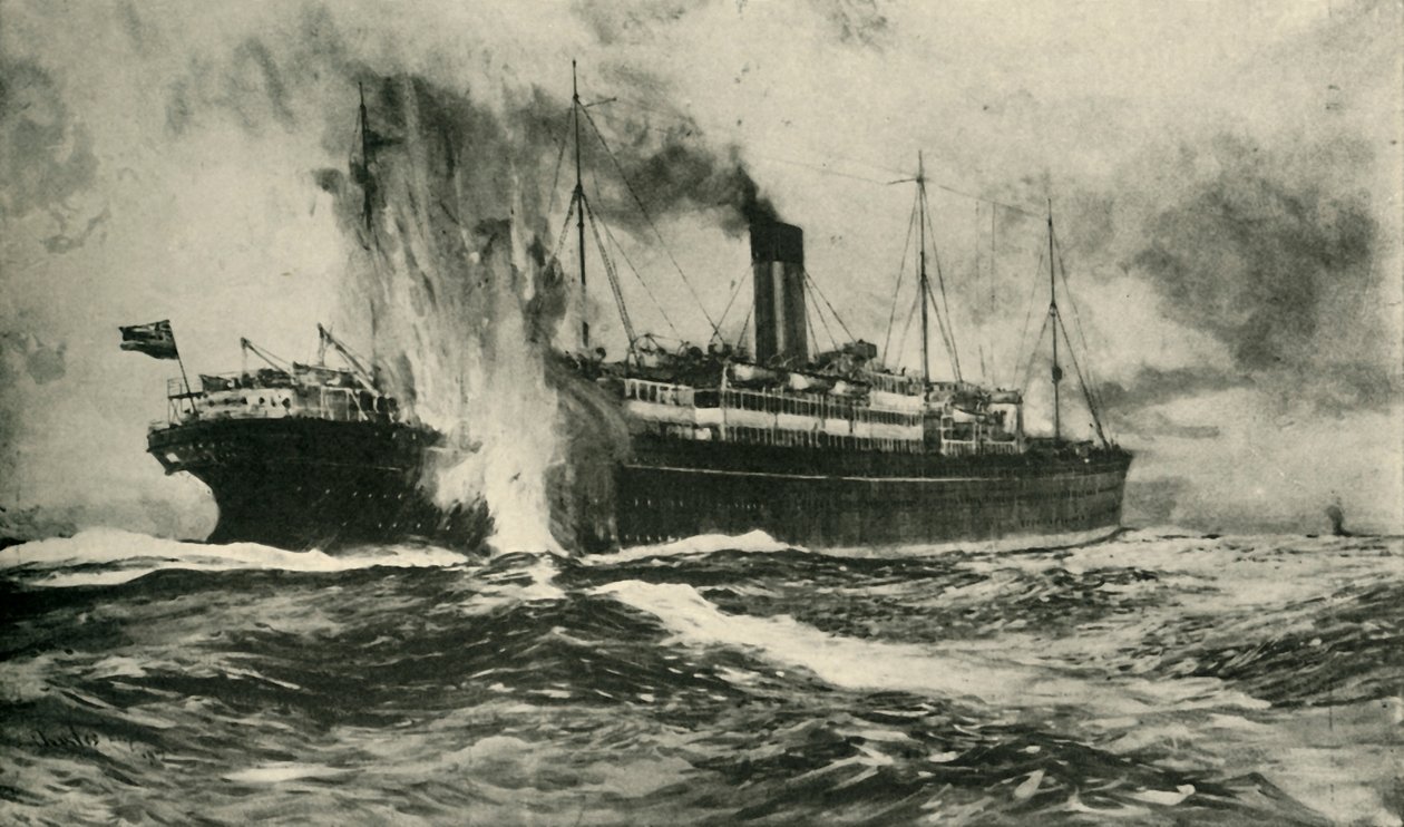 O naufrágio do árabe da SS, Primeira Guerra Mundial, 19 de agosto de 1915, c1920. de Unbekannt