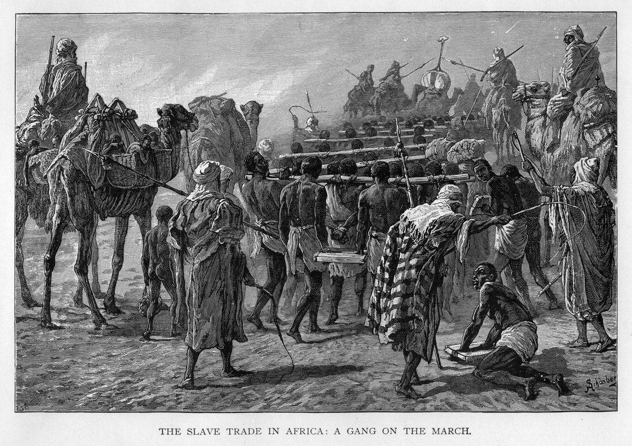 O comércio de escravos na África: uma gangue em marcha, c1875 de Unbekannt