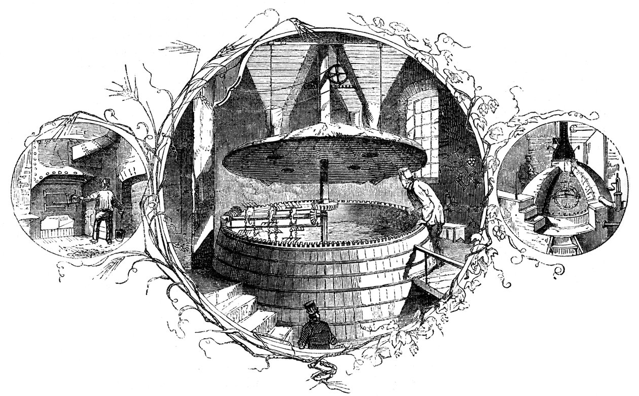 O stoke-hole, o mash tun e o copper, 1886 de Unbekannt