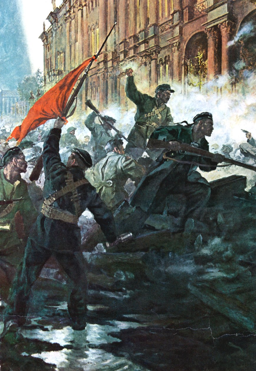 A invasão do Palácio de Inverno, São Petersburgo, Revolução Russa, outubro de 1917 de Unbekannt