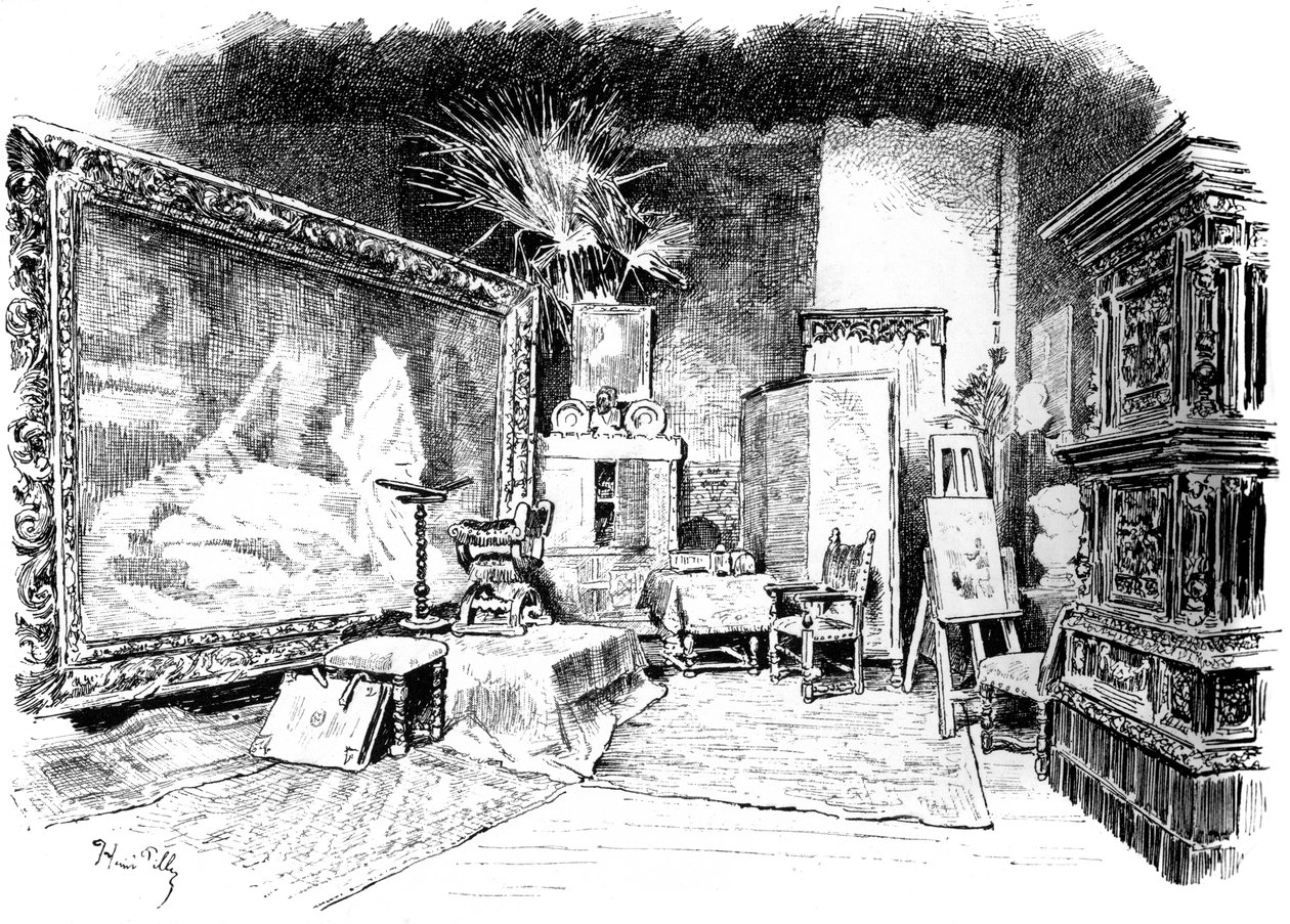 O estúdio de Carlos de Piloty, c1880-1882 de Unbekannt