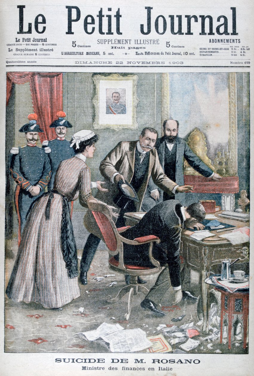 O suicídio de Signor Rosano, Ministro das Finanças italiano, Nápoles, 1903 de Unbekannt