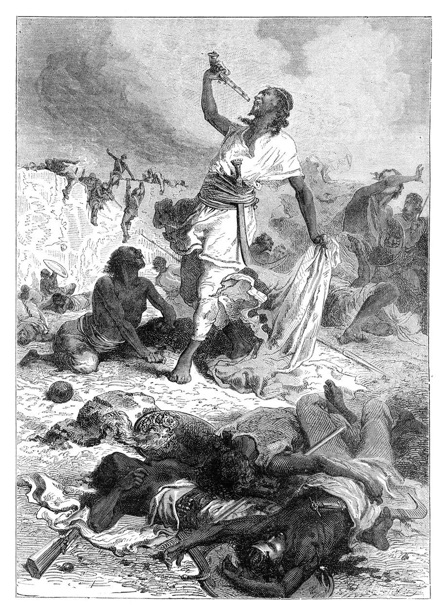 O suicídio de Theodore, Magdala, Etiópia, 1868, final do século XIX de Unbekannt