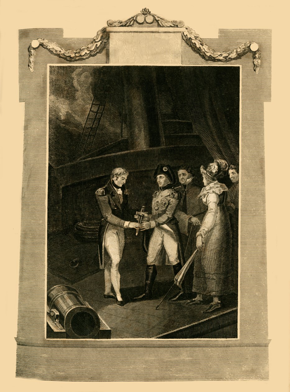 A rendição de Buonaparte a bordo do Bellerophon, 15 de julho de 1815, 1816. de Unbekannt
