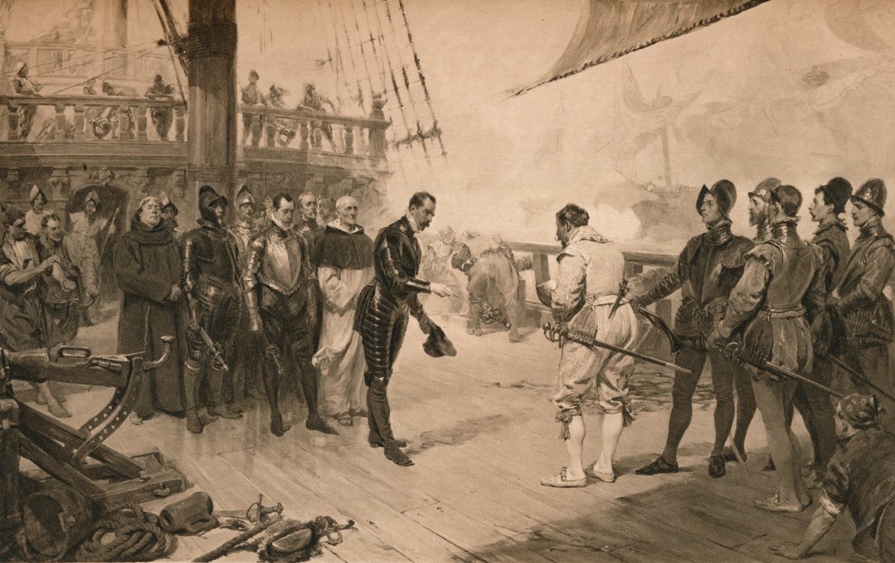 A rendição de Don Anton a Sir Francis Drake, em 1 de março de 1579 1905 de Unbekannt