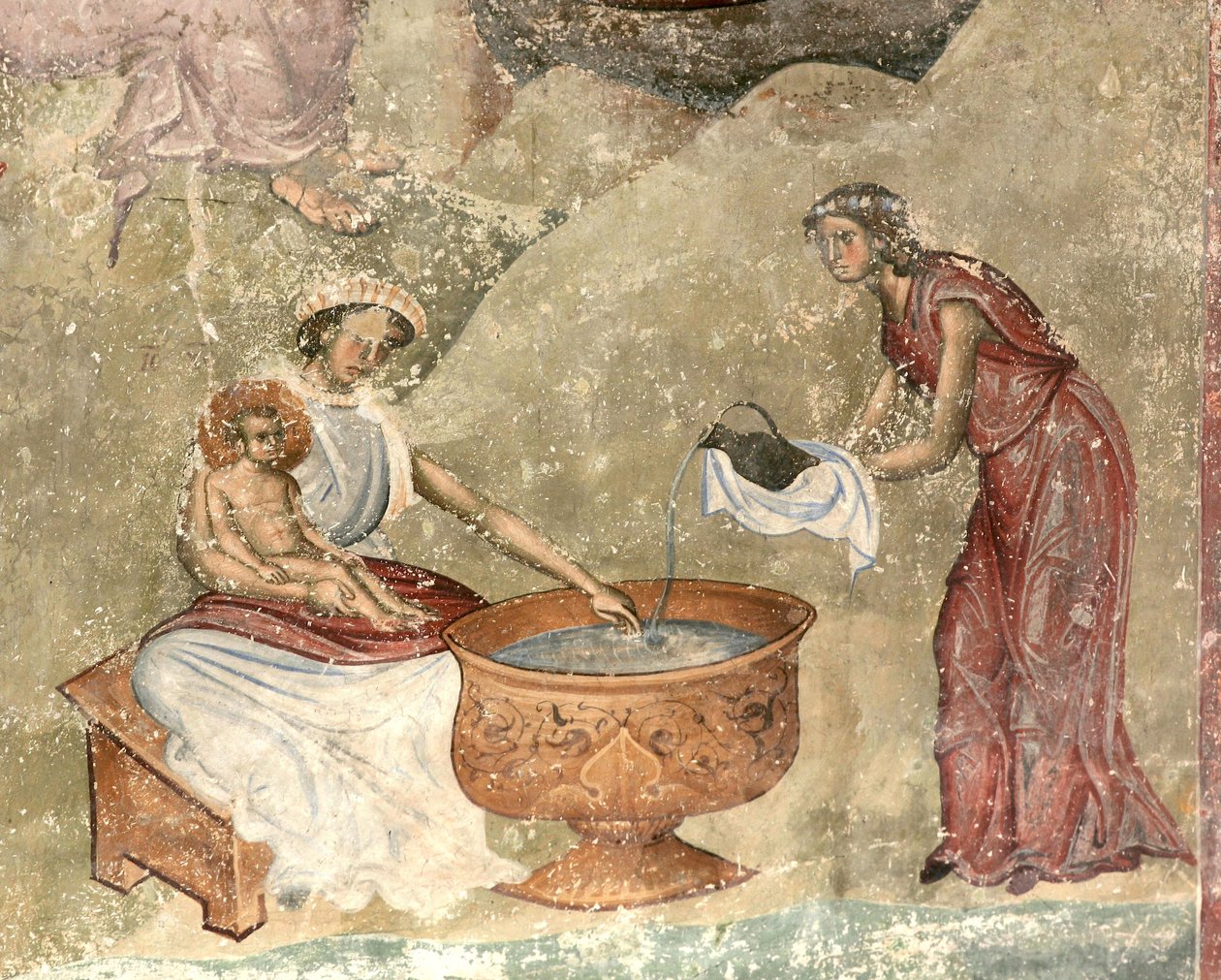 A lavagem da criança no presépio, c. 1260-1270 de Unbekannt