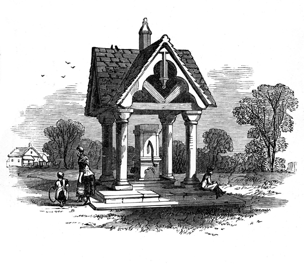 O poço em Ockley Green, Surrey, século XIX de Unbekannt