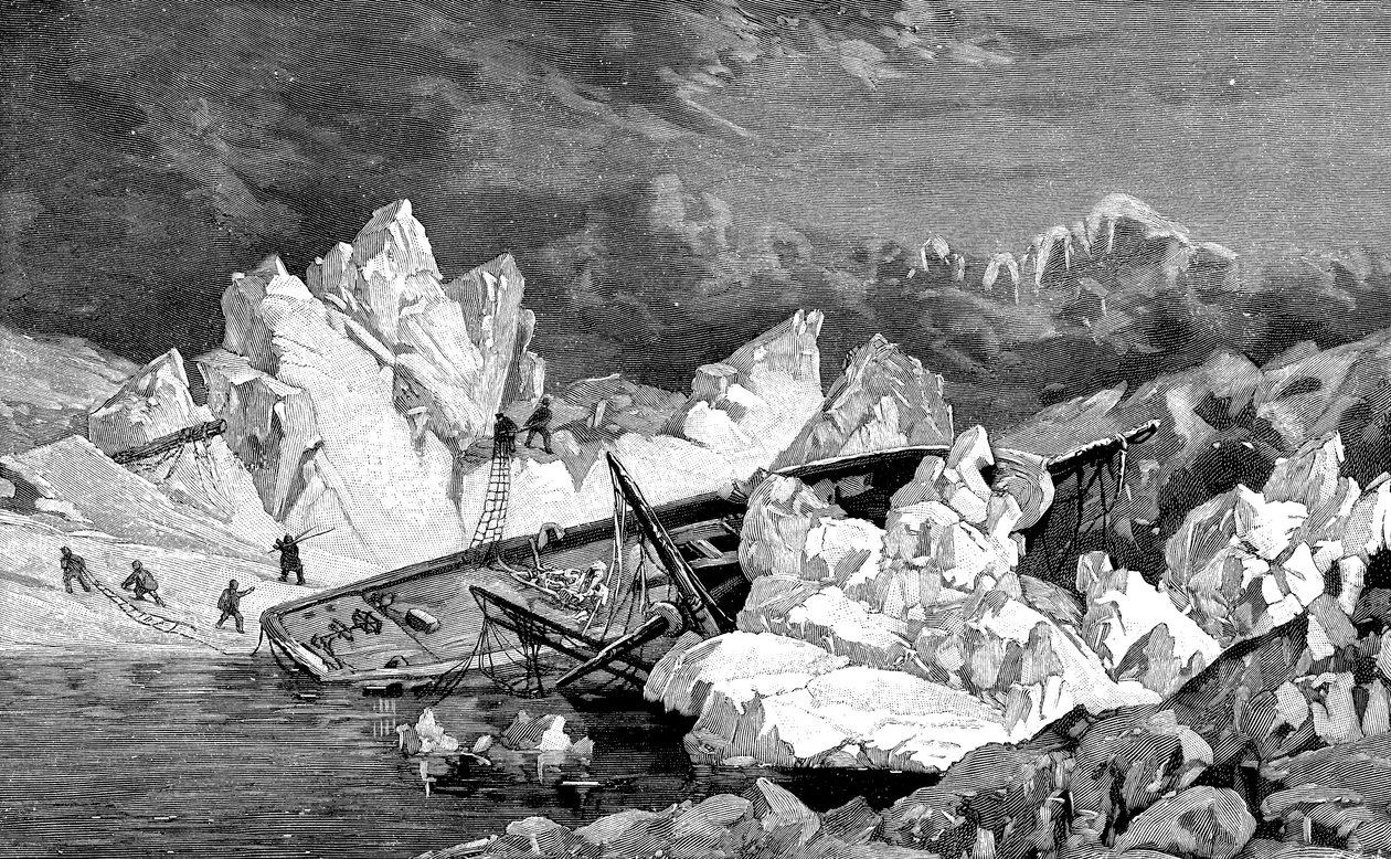 Os destroços do Hansa. Segunda expedição polar norte alemã, 1870 de Unbekannt