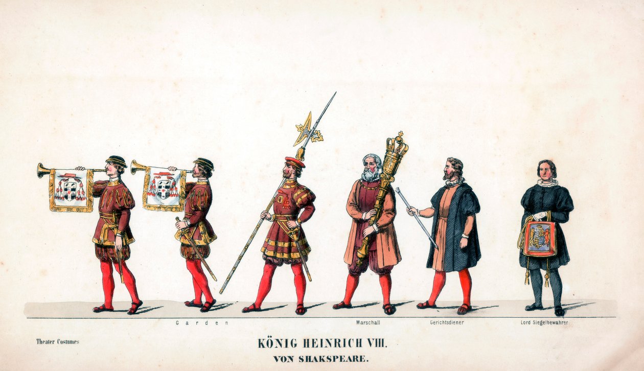 Figurino de teatro para peça de Shakespeares, Henrique VIII, século XIX de Unbekannt