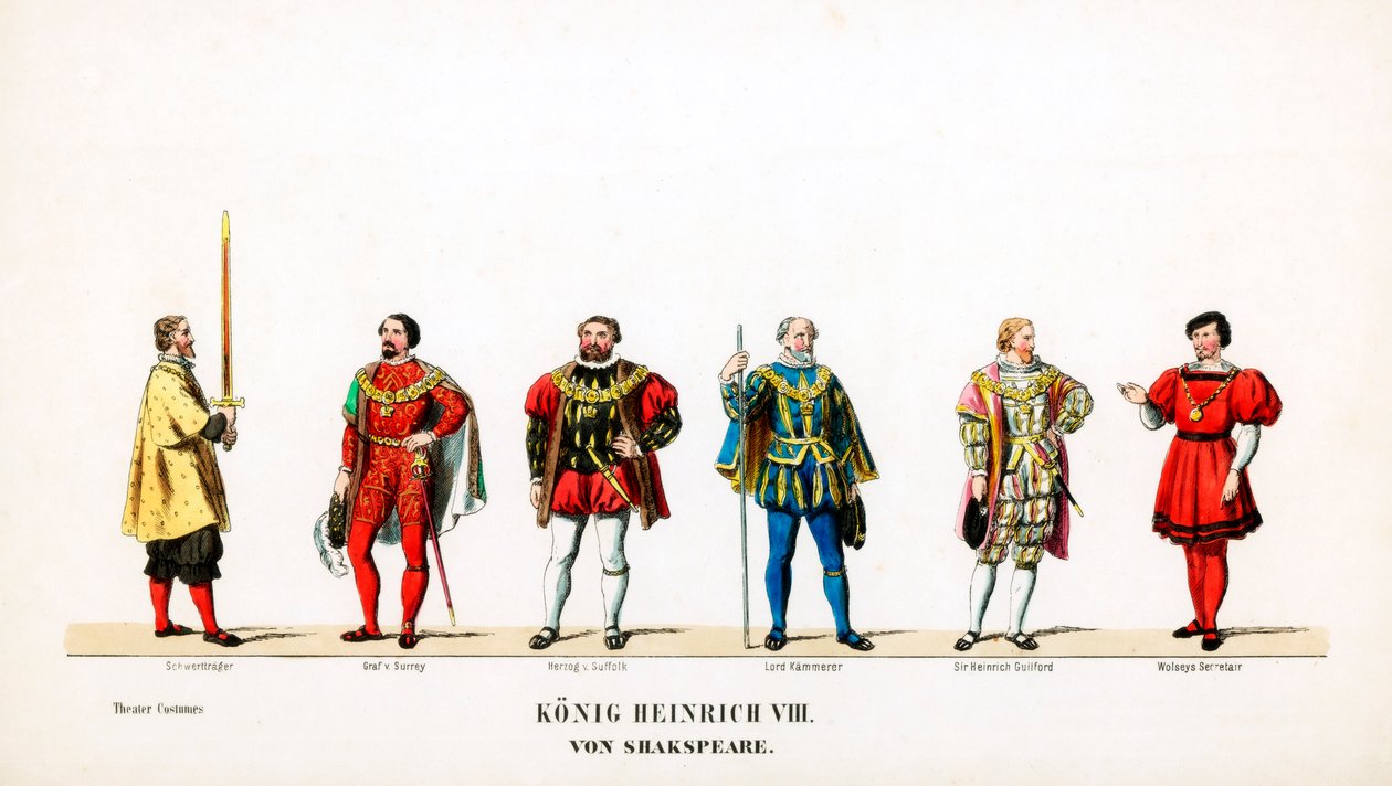 Figurinos de teatro para peça de Shakespeares, Henrique VIII, século XIX de Unbekannt